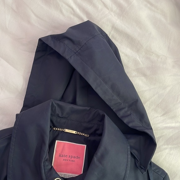 Kate Spade Scalloped Belted Hood Rain Trench Coat - Picture 7 of 8